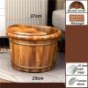 Failjierue Vintage Wooden Foot Bath Bucket with Massager & Handle  Handmade Solid Wood Soaking Tub for Home Spa  Ergonomic Foot Basin with Massage Nodes(30x33cm) view 2