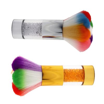 DEARMAMY 2Pcs Rhinestone Handle Nail Dust Cleaning Brush Soft Bristles for Makeup Nail Art Durable and Ergonomic Design for Loose Powder and Blusher Application
