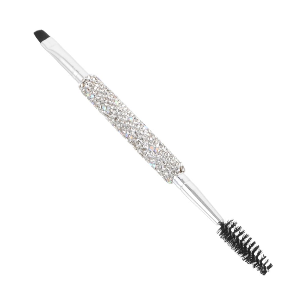 Beaupretty Dual Ended Eyebrow Brush with Angled Flat Head and Eyelash Comb Portable Rhinestone Brush for Precise Shaping and Styling for Travel and Everyday Use