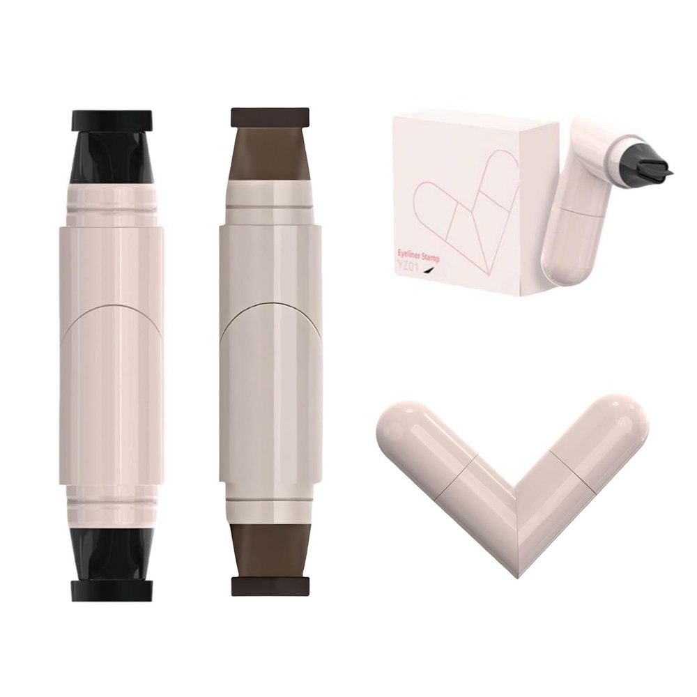 2025 New Foldable Eyeliner Stamp for Perfect Wings,Waterproof Winged Eyeliner Tool for Perfect Wings Smudge Proof Eyeliners Pen for Beginners (Black+Brown)