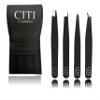 CITI GLAMOUR Professional EyeBrow, Eyebrow Tweezers for Removing Facial Hairs, Ingrown Hairs,Splinter and Blackheads Ideal for Stocking Stuffer for Men and Women Pack of 4 (Black) view 1