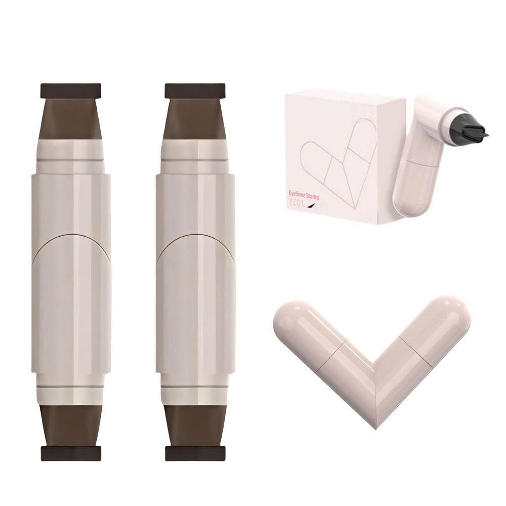 2025 New Foldable Eyeliner Stamp for Perfect Wings,Waterproof Winged Eyeliner Tool for Perfect Wings Smudge Proof Eyeliners Pen for Beginners (Brown 2Pcs)
