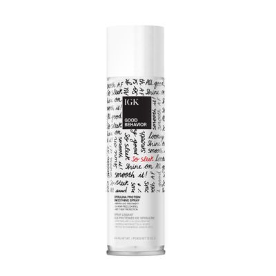 IGK Good Behavior Smoothing Spray 12 oz | Anti-Frizz Heat Protectant with 450F Protection | Keratin-Like Finish for Sleek, Shiny Hair | Lightweight, Vegan & Color Safe