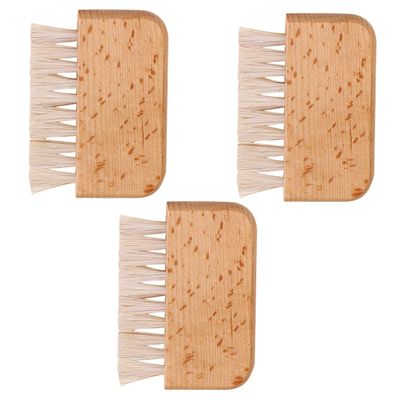 OUNONA 3pcs Pig Bristle Nail Scrubber Brush Set for Cleaning Under Fingernails for Manicure Pedicure
