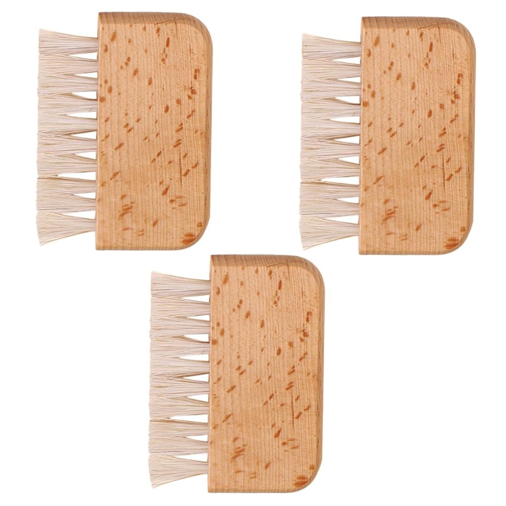 OUNONA 3pcs Pig Bristle Nail Scrubber Brush Set for Cleaning Under Fingernails for Manicure Pedicure