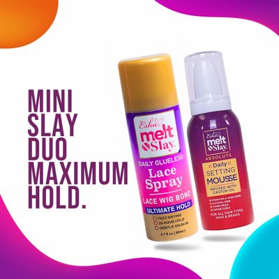 Esha Mini Slay Duo  Quick-Set Lace Spray & Edge Styling Mousse Bundle (2 Items) for Flawless Baby Hairs, Braids, and Lace Wig Finishes  Travel Size