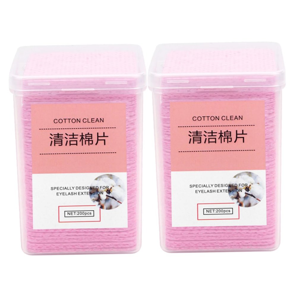 CALLARON Eyelash Extension Cleaning Pads 400pcs Non-Woven Fabric Wipes for Eyelash Pink Cleansing Pads for Professional Home Use