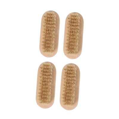 GALPADA 4Pcs Natural Boar Bristle Nail Brush Wooden Handle Fingernail and Toe Cleaning Brushes for Home Bathroom and Travel Gentle Skin Cleaning Tool
