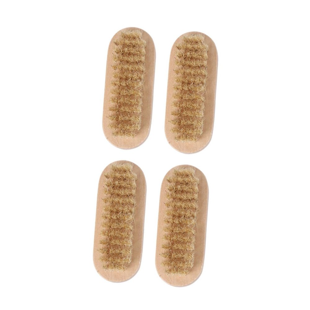 GALPADA 4Pcs Natural Boar Bristle Nail Brush Wooden Handle Fingernail and Toe Cleaning Brushes for Home Bathroom and Travel Gentle Skin Cleaning Tool