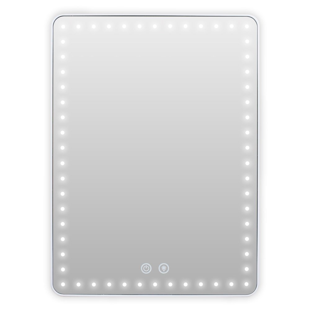 Floxite LED Lighted Tablet Mirror with 15X Magnification, Ultra Bright Lighting, USB-C Charging, Tabletop Stand