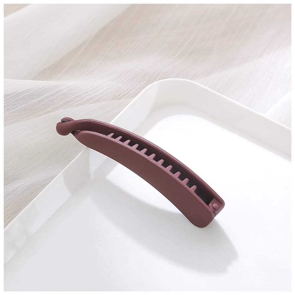 1PC Banana Clip Solid Color Frosted Hair Clips for Women Fashion Hair Claws Barrettes Ponytail Holder Hairpins Hair Accessories(Red)