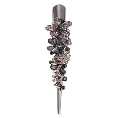 1Pc Duckbill Clip Rhinestone Studded Hairpin Hair Clip Hair Styling Barrette Headwear Hair Accessory (Dark Blue)(Grey)