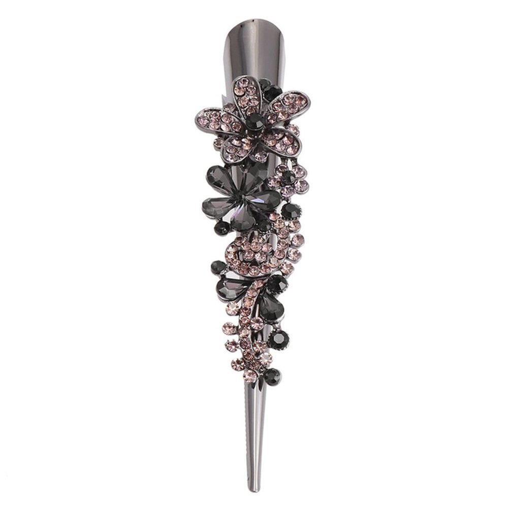 1Pc Duckbill Clip Rhinestone Studded Hairpin Hair Clip Hair Styling Barrette Headwear Hair Accessory (Dark Blue)(Grey)