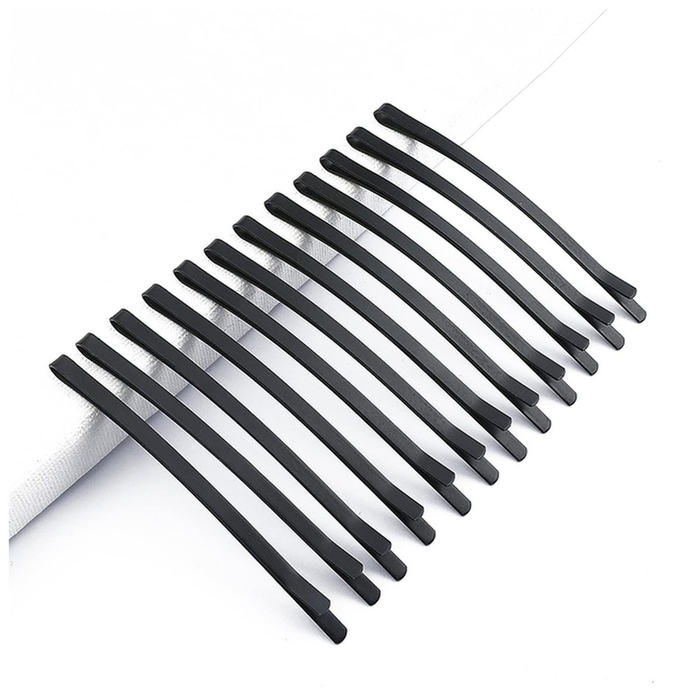 12Pcs/Set Matte Black Hairpins Women Girls Hair Clip Straight Hairgrip Barrette Headwear Styling Tools Accessories(8cmx0.4cm)