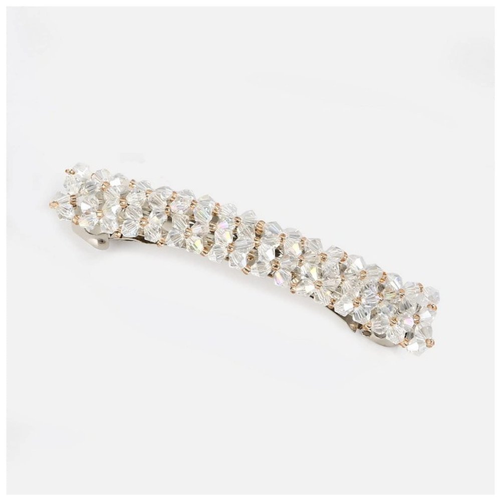 1Pc Bling Crystal Hairpins Headwear for Women Girls Rhinestone Hair Clips Pins Barrette Styling Tools Accessories 7 Colors(White)