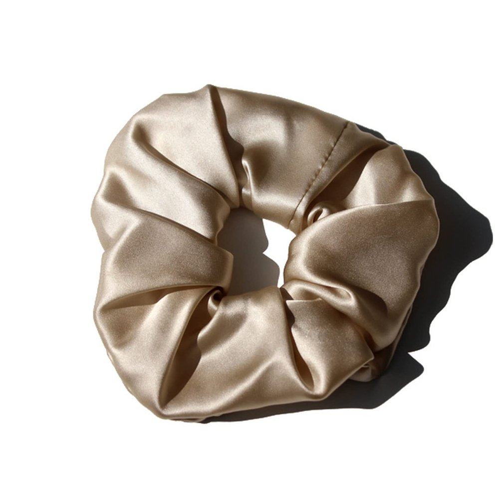 100% Pure Silk Hair Scrunchies for Women Girls Big Scrunchy Ponytail Holder Elastic Bobbles Ties Band Luxurious 19MM 6CM(Sand)
