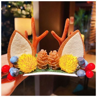 1Pair Women Girls Cartoon Christmas Antlers Hairpins Year Sweet Hair Decorate Barrettes Hair Clips Novelty Hair Accessories(12)