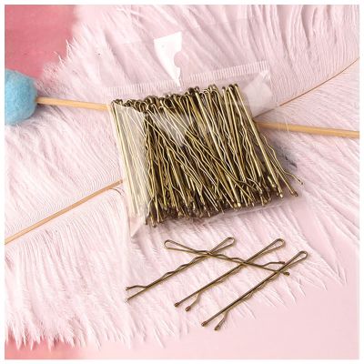 100pcs 5cm Hair Clips for Girls Curly Wavy Hair Clips Barrettes Invisible Wedding Party Hair Styling Accessories(Gold)