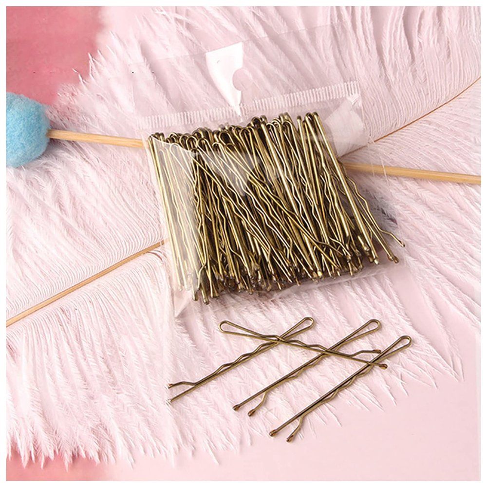 100pcs 5cm Hair Clips for Girls Curly Wavy Hair Clips Barrettes Invisible Wedding Party Hair Styling Accessories(Gold)