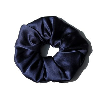 100% Pure Silk Hair Scrunchies for Women Girls Big Scrunchy Ponytail Holder Elastic Bobbles Ties Band Luxurious 19MM 6CM(Navy Blue)