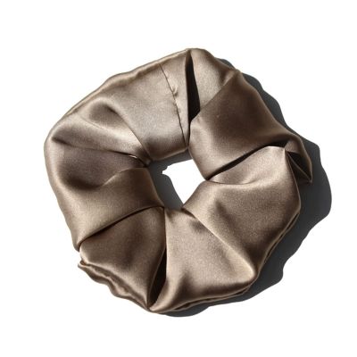 100% Pure Silk Hair Scrunchies for Women Girls Big Scrunchy Ponytail Holder Elastic Bobbles Ties Band Luxurious 19MM 6CM(Khaki)
