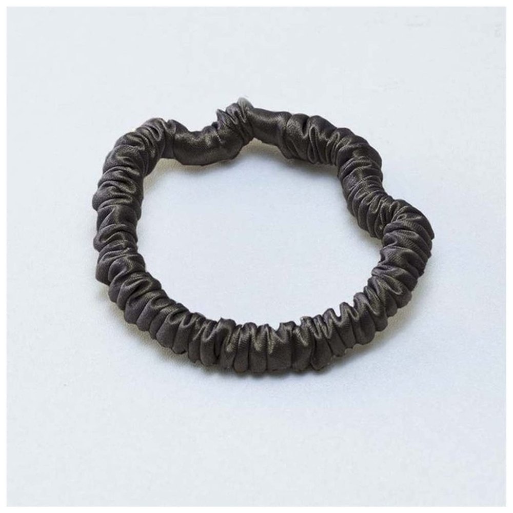 100% Pure Silk Hair Bow Ties Ropes Bands Scrunchy Elastics Ponytail Holders for Women Girls Hair Accessories(Dark Grey 1cm)