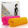 ACLMFUP African Net Sponge: Authentic Exfoliating Bath & Body Scrubber for Deep Clean & Smooth Skin - Gentle on Sensitive Skin, 2 PiecesRose Red & Orange view 1