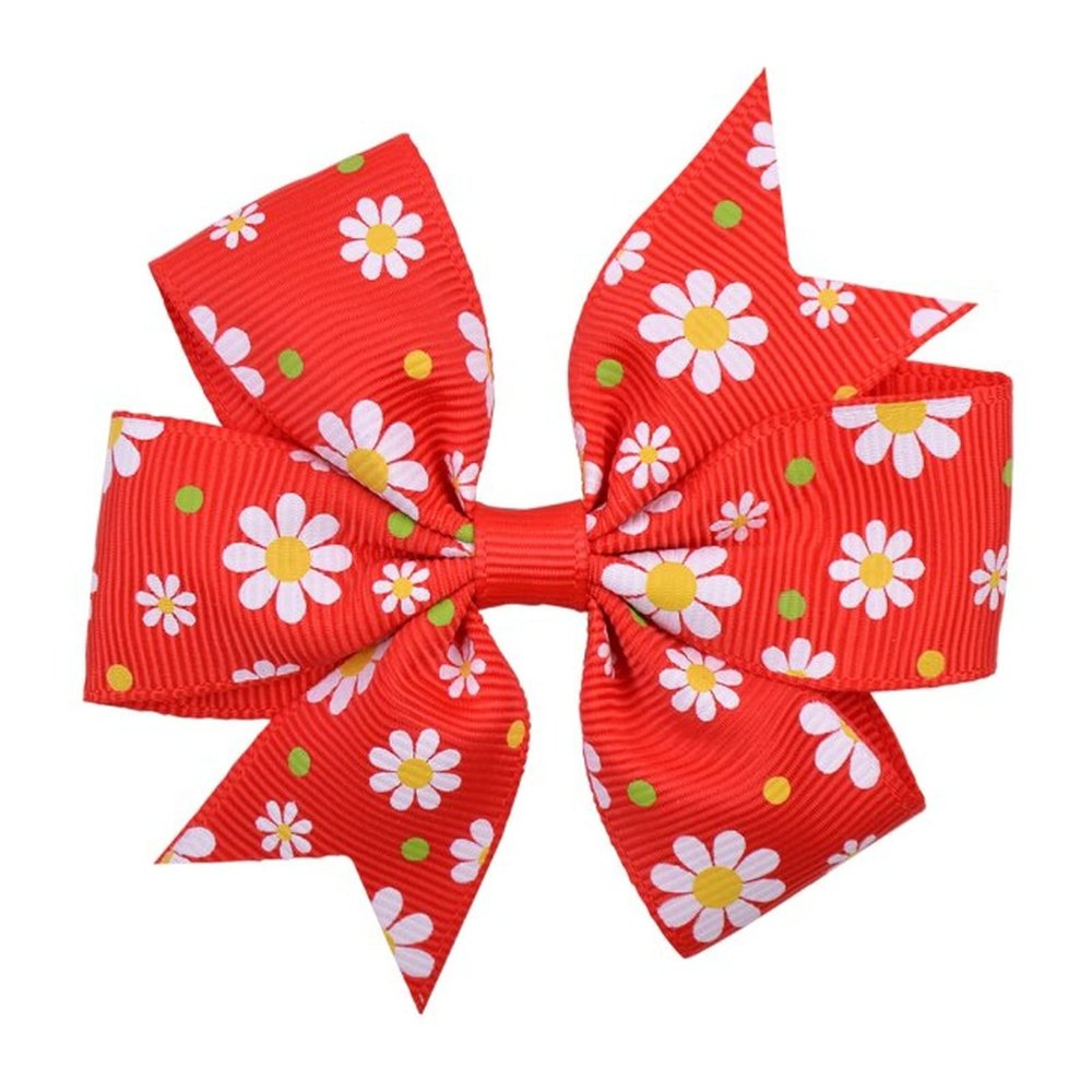 20pcs/lot Printed Flower Hair Bows with Clip for Girls Grosgrain Ribbon Boutique Hair Clip Barrettes Hair Accessories(11)