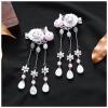 1pc/2pcs Antiquity Chinese Hairpins Girls Flowers Hair Comb Clip Tassel Hair Pins(White Silver) view 1