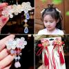 1pc/2pcs Antiquity Chinese Hairpins Girls Flowers Hair Comb Clip Tassel Hair Pins(White Silver) view 3
