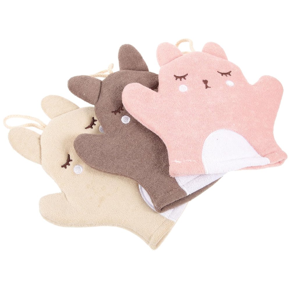 ARTSEWPLY 3Pcs Exfoliating Bath Gloves Dual Sided Skin Cleaning Mitts for Gentle Exfoliation for Shower Scrubbing and Dead Skin Removal Lightweight and Reusable Design Random Color