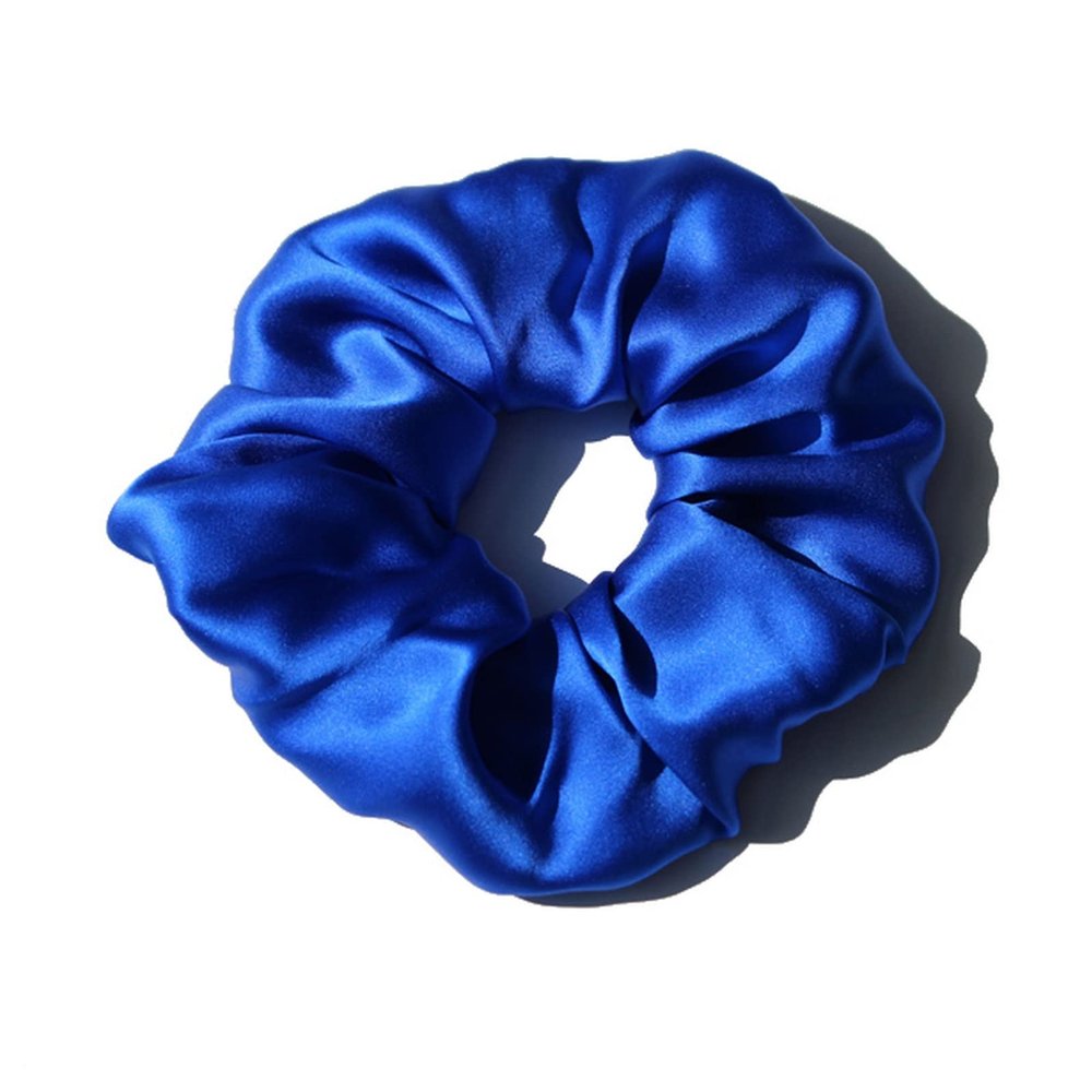 100% Pure Silk Hair Scrunchies for Women Girls Big Scrunchy Ponytail Holder Elastic Bobbles Ties Band Luxurious 19MM 6CM(Royal Blue)