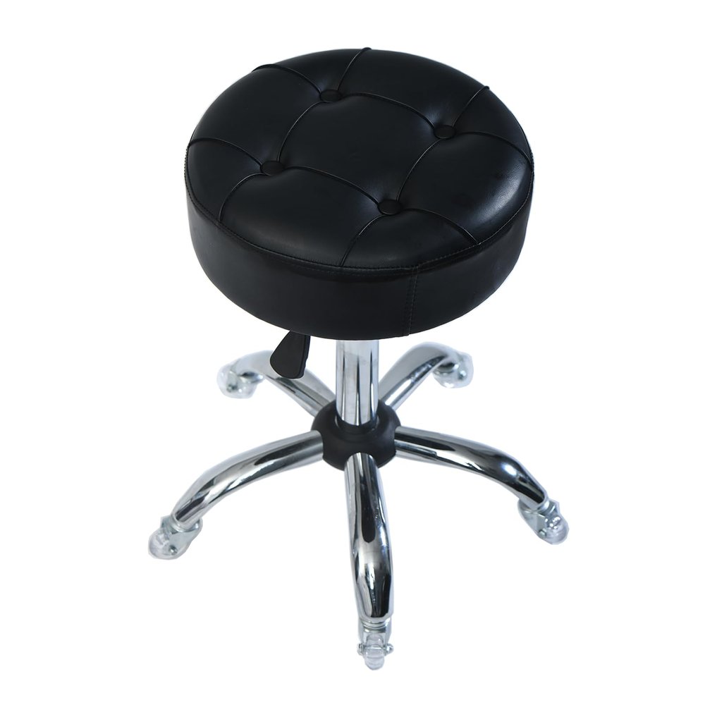 ACEQLYT Round Rolling Stool with Wheels, Heavy Duty 400lb, Height Adjustable Swivel Drafting Stool for Shop, Salon, Home, Office, Tatoo, Medical, Massage (Black)