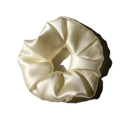 100% Pure Silk Hair Scrunchies for Women Girls Big Scrunchy Ponytail Holder Elastic Bobbles Ties Band Luxurious 19MM 6CM(Ivory)