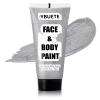 YBUETE Silver Water Based Face Body Paint, 2.37 OZ Large Tube Full Coverage Face Paint for Skull Goth Cosplay, Washable Metallic Silver Body Painting Cream for Adult Carnival Halloween SFX Makeup view 1