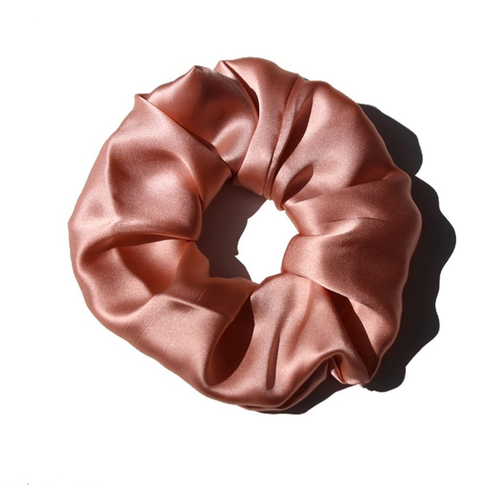 100% Pure Silk Hair Scrunchies for Women Girls Big Scrunchy Ponytail Holder Elastic Bobbles Ties Band Luxurious 19MM 6CM(Rubber Red)