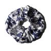 100% Pure Silk Hair Scrunchies for Women Girls Big Scrunchy Ponytail Holder Elastic Bobbles Ties Band Luxurious 19MM 6CM(Blue Floral) view 1
