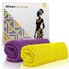 ACLMFUP African Net Sponge: Authentic Exfoliating Bath & Body Scrubber for Deep Clean & Smooth Skin - Gentle on Sensitive Skin, 2 PiecesYellow & Dark Purple view 1