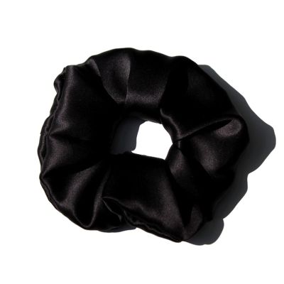 100% Pure Silk Hair Scrunchies for Women Girls Big Scrunchy Ponytail Holder Elastic Bobbles Ties Band Luxurious 19MM 6CM(Black)