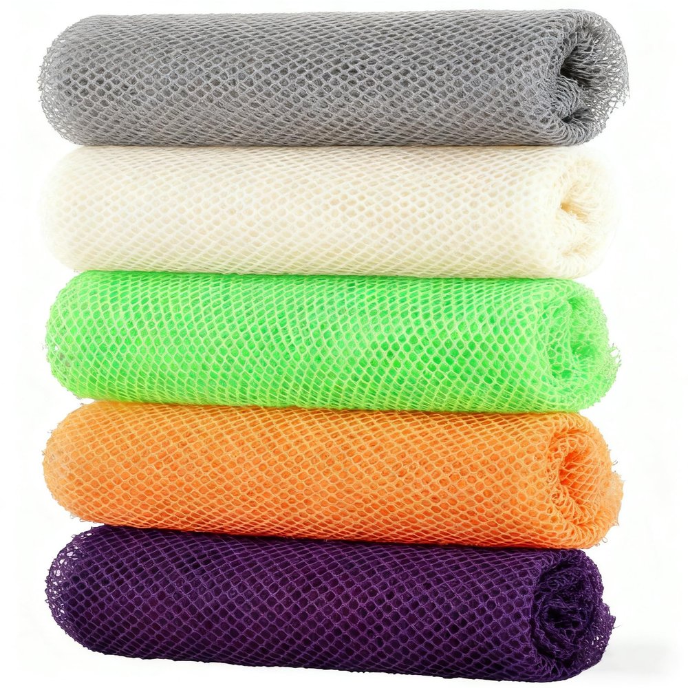 ACLMFUP African Net Sponge 5 Pieces Exfoliating Wash Net, Ideal for Face & Body, Removes Dead Skin & Improves TextureGreen, Purple, Orange, Gray, White