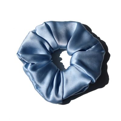 100% Pure Silk Hair Scrunchies for Women Girls Big Scrunchy Ponytail Holder Elastic Bobbles Ties Band Luxurious 19MM 6CM(Baby Blue)