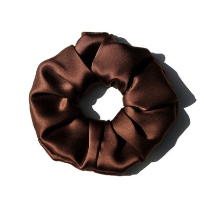 100% Pure Silk Hair Scrunchies for Women Girls Big Scrunchy Ponytail Holder Elastic Bobbles Ties Band Luxurious 19MM 6CM(Coffee)