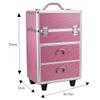 DHAEY Pink Makeup Train Case with Lock & Key - Extendable Drawers, Stackable Cosmetic Organizer for Travel & Home, Durable Aluminum Alloy Frame, Adjustable Handle, Large Storage Trolley Organizer Box view 2