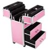 DHAEY Pink Makeup Train Case with Lock & Key - Extendable Drawers, Stackable Cosmetic Organizer for Travel & Home, Durable Aluminum Alloy Frame, Adjustable Handle, Large Storage Trolley Organizer Box view 4