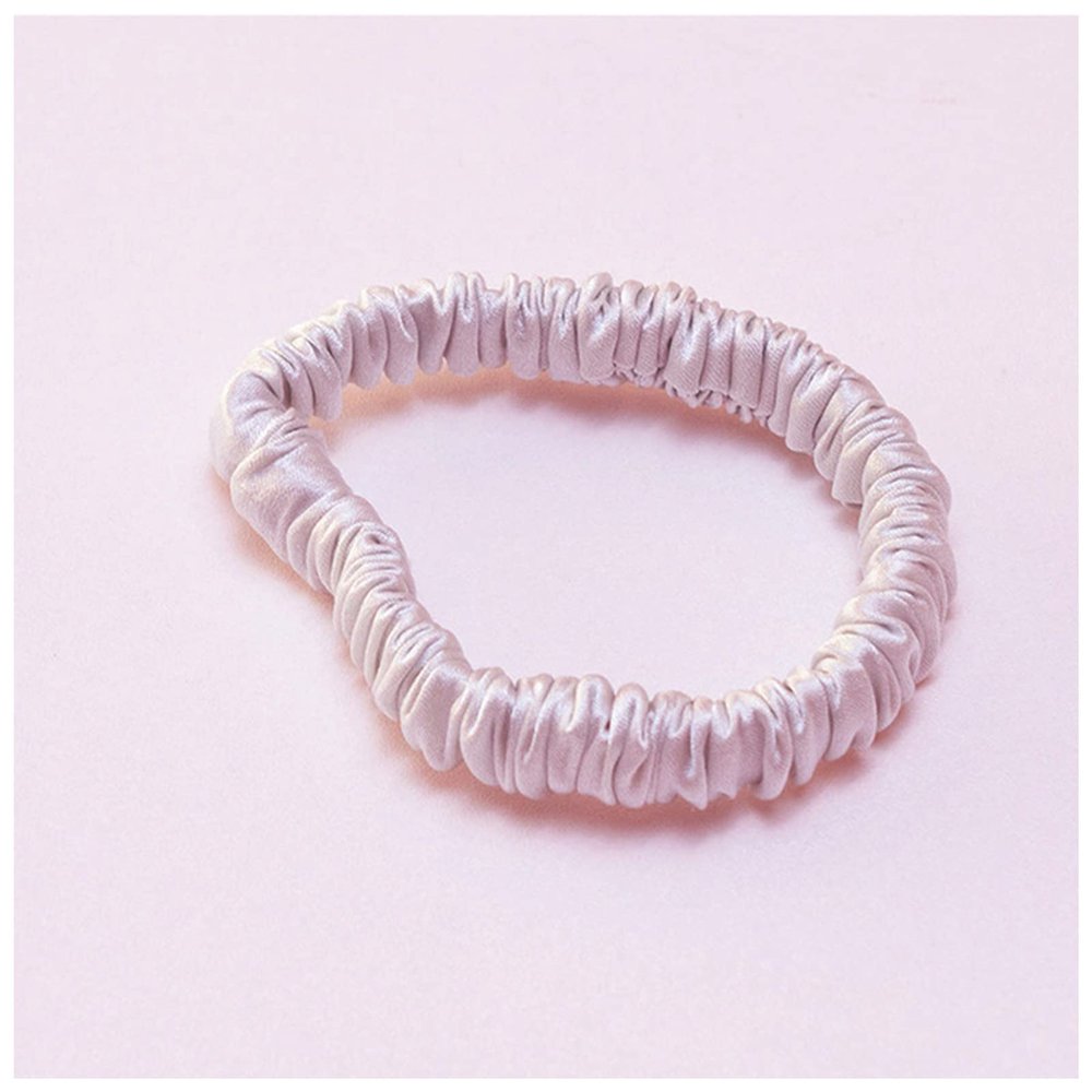 100% Pure Silk Hair Bow Ties Ropes Bands Scrunchy Elastics Ponytail Holders for Women Girls Hair Accessories(Pink 1cm)