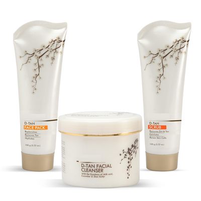 D Tan Trio (D Tan Cleanser 250g + D Tan scrub 100g + D Tan face pack 100g) (3 Items in the set)