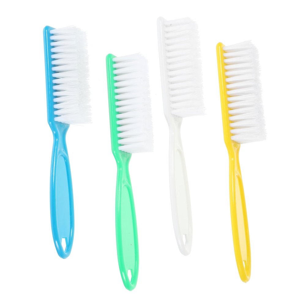 ARTSEWPLY 4pcs Long Handle Nail Brush Set for Cleaning and Scrubbing Fingernails and Toenails Plastic Nail Cleaner Brush for Manicure and Pedicure