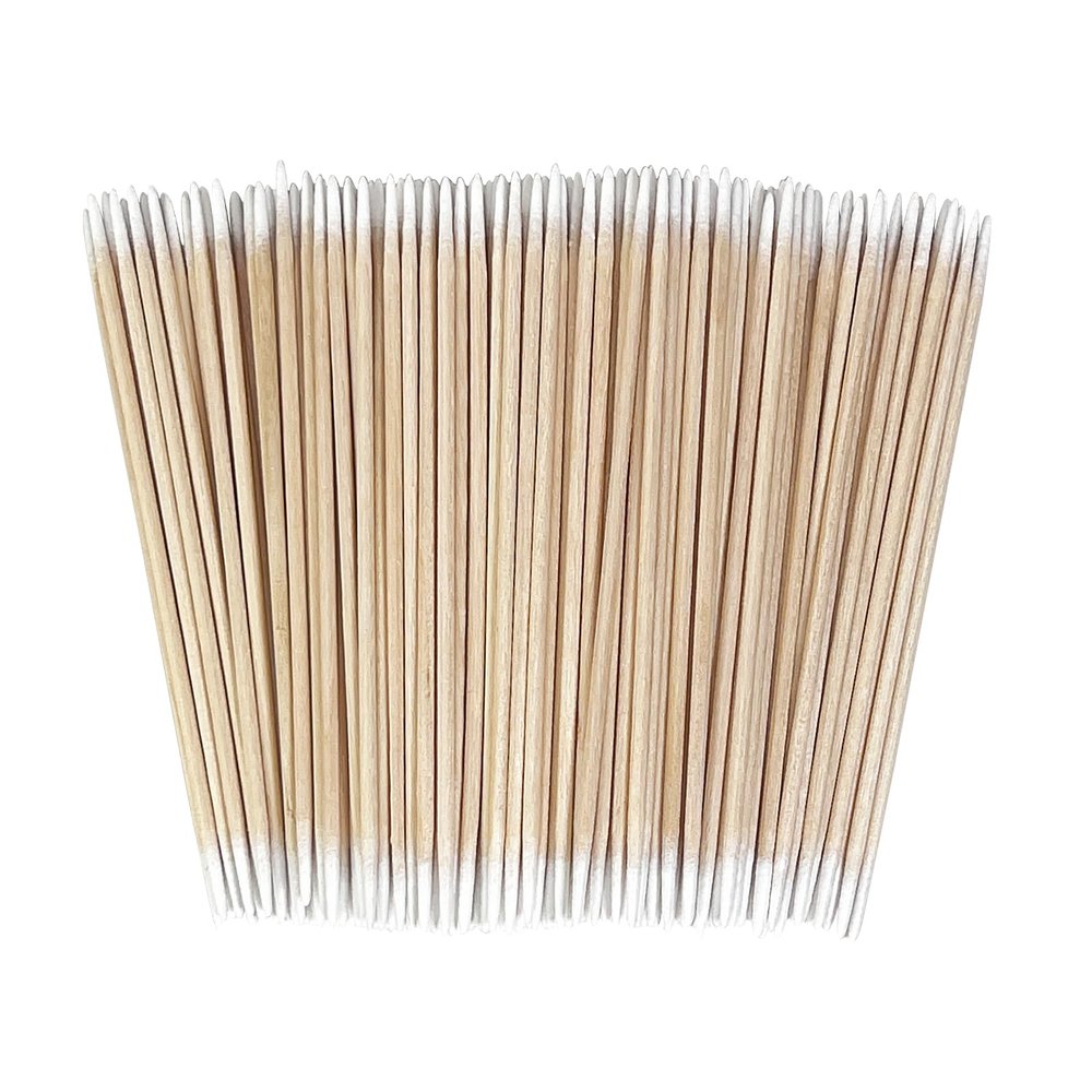 Pointed Cotton Swabs - 4 Inch Microblading Cotton Buds with Wooden Sticks - Precition Tip Cotton Swabs for Makeup Touch-ups - Tattoo Permanent Supplies (200 pcs - double tips)