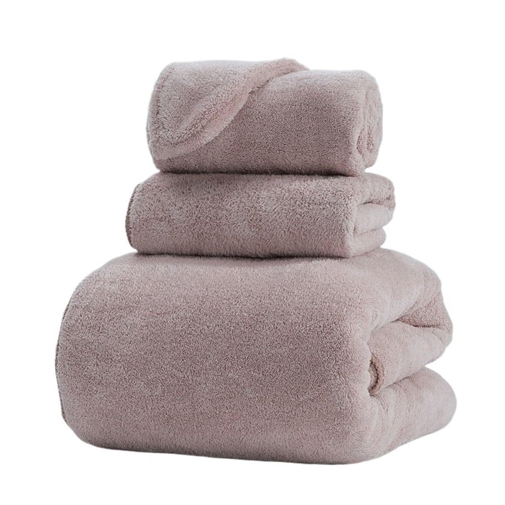 Bath Towel Set with Hair Drying Cap, Soft Coral Velvet Shower Towel & Non-Slip Quick Drying Hair Wrap for Adults