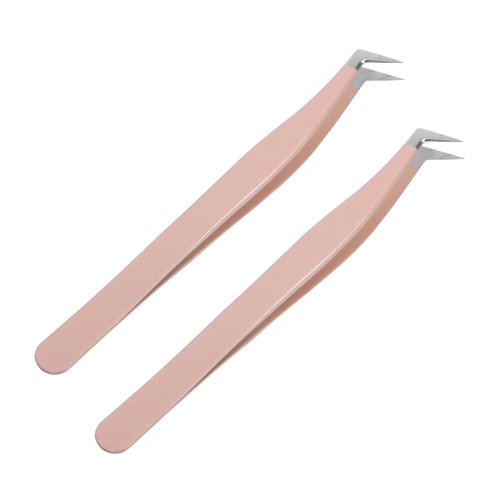 VICASKY 2pcs High Precision Stainless Steel Curved Lash Applicator Tweezers for Makeup Grooming Crafting and Eyelash Extensions Durable Stylish Design for Effortless Application